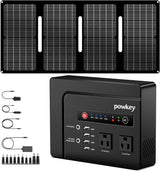 powkey Banco de energía portátil de 200 W con panel solar de 40 W,...