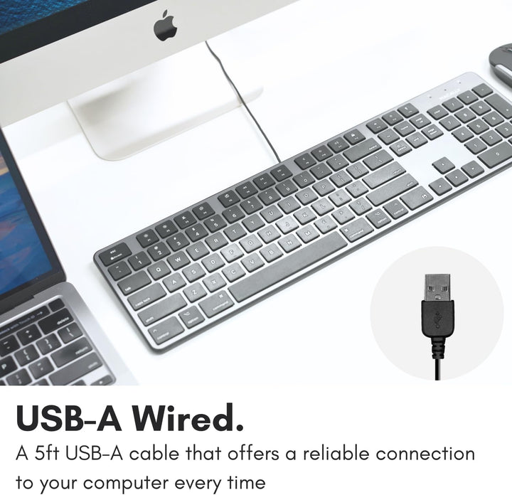 Macally Teclado delgado con cable USB para Mac, compatible con Appl...