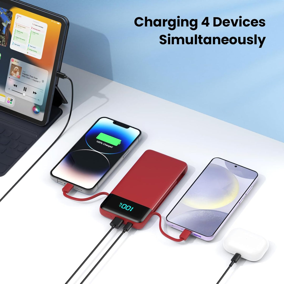 AONIMI Cargador portátil para iPhone con cables incorporados y ench...