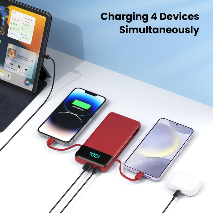 AONIMI Cargador portátil para iPhone con cables incorporados y ench...