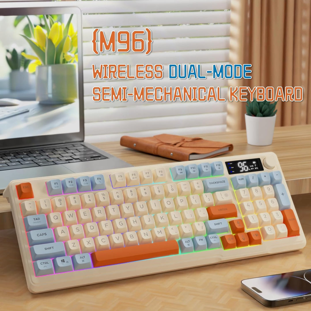 LexonElec M96 Teclado Inalámbrico para Juegos, Control de Perilla B...