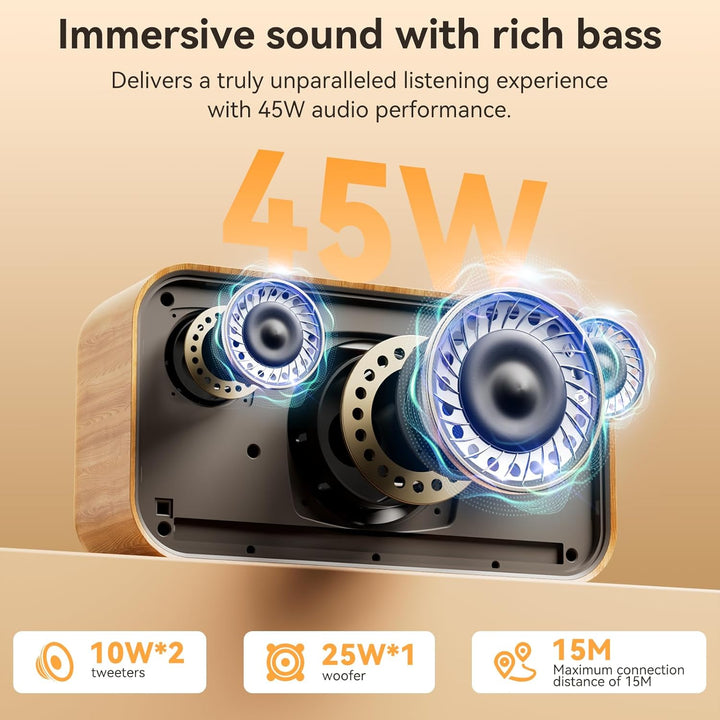KUANGXIANG Altavoz Bluetooth 45 W (pico) Altavoz portátil inalámbri...