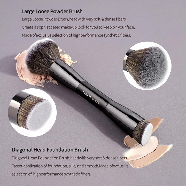 MAANGE Juego de 20 brochas de maquillaje con bolsa, brocha Kabuki d...