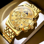 OLEVS Reloj para Hombre Diamante Negocios Vestimenta Analógico Acero Inoxidable a Prueba de Agua Lúmina Fecha Dos Tonos Lujo Casual de Muñeca