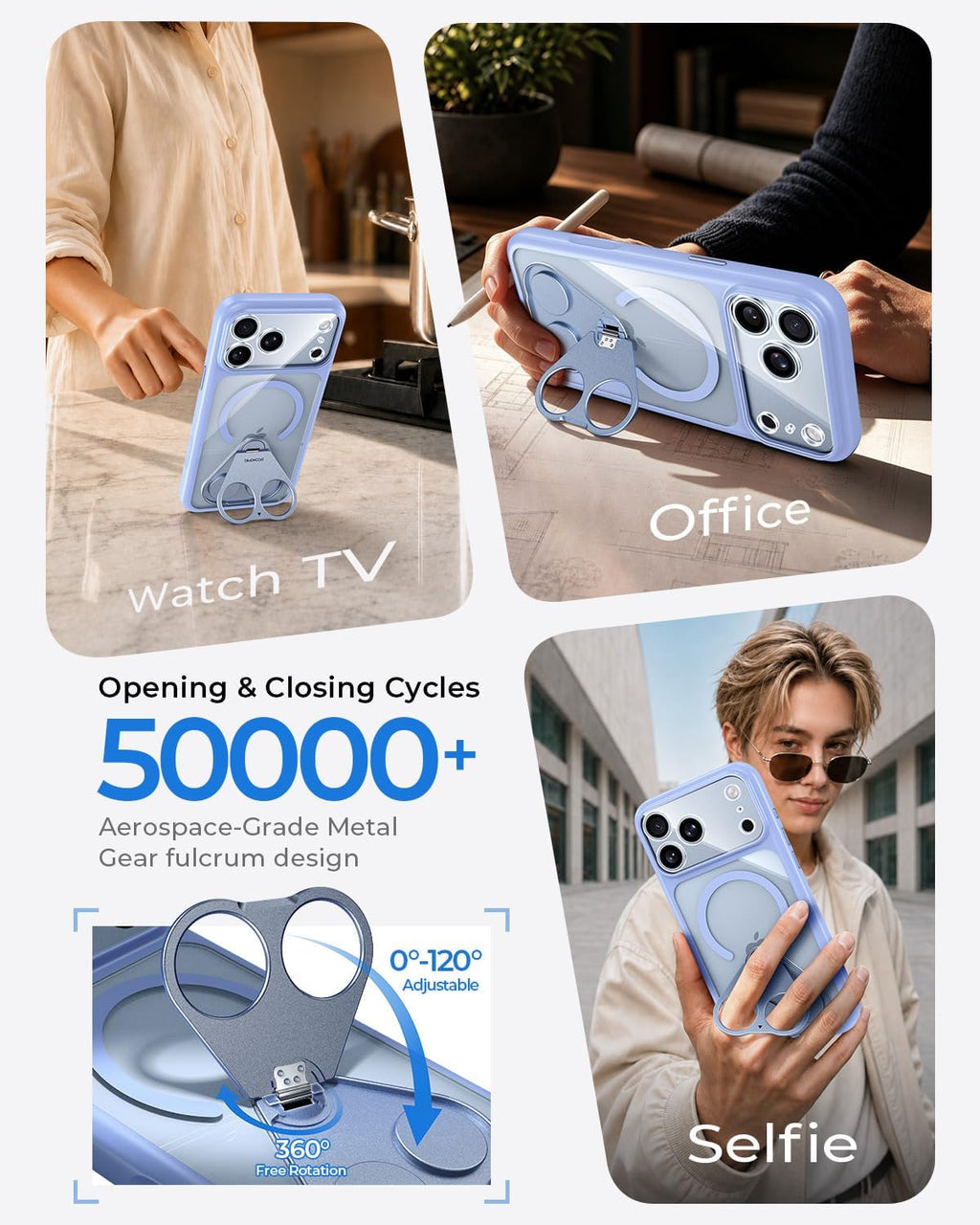 Funda magnética y de 360° sin costuras para iPhone 18 Pro Max, color azul