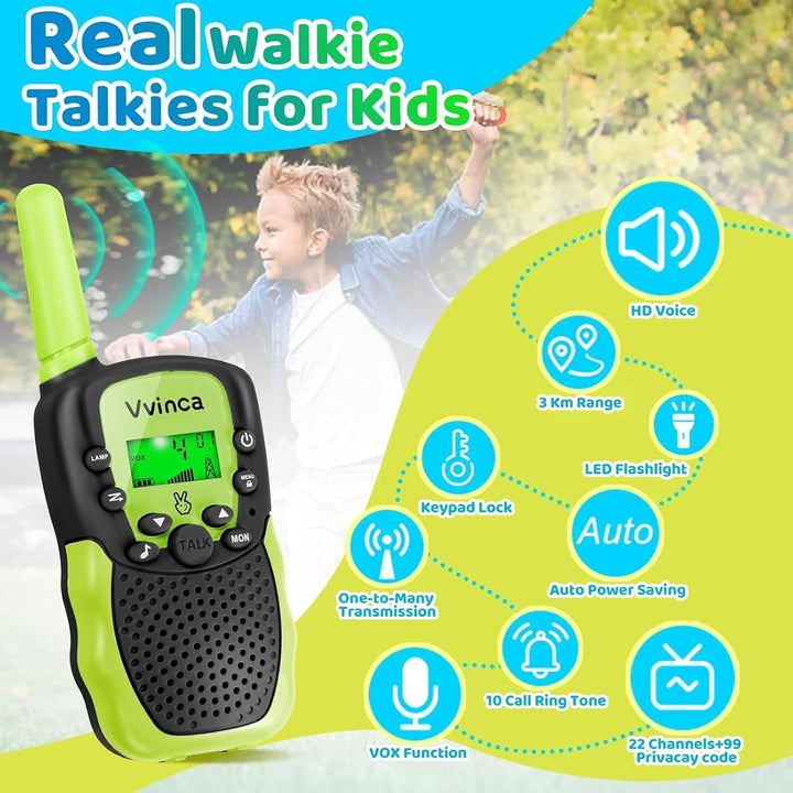 Vvinca Walkie Talkies para niños, juguetes recargables para edades...