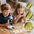 Microscopio para niños, 67 piezas de microscopio científico para niños con microscopio 100X-1200X, diapositivas y herramientas, kit de experimentos científicos, proyecto STEM, juguete de regalo para niños y niñas principiantes 3-5 5-7 8-12
