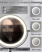 Espejo de maquillaje iluminado de 8 pulgadas con luz, espejo ajustable de