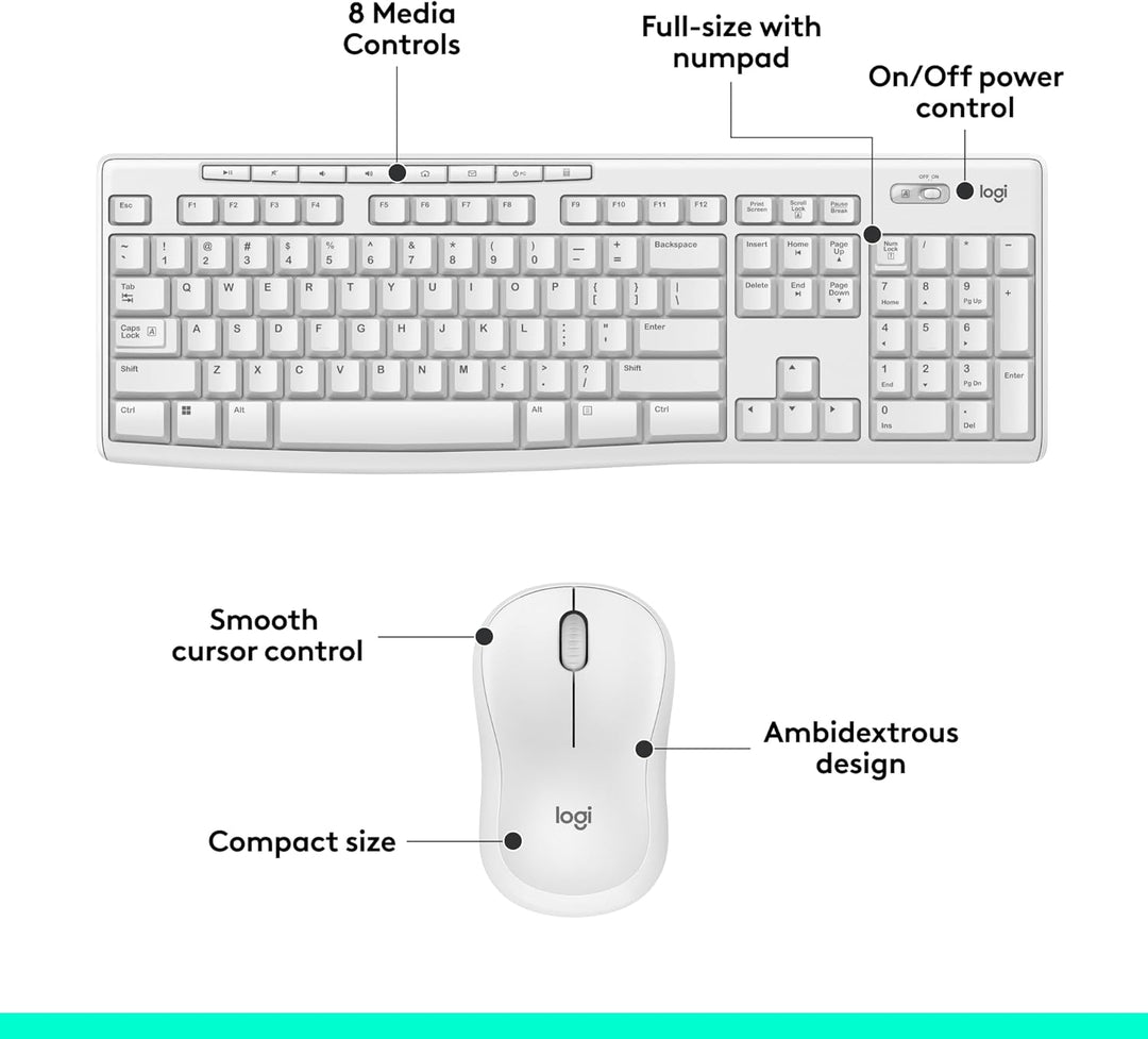 Logitech MK270 Combo de teclado y mouse inalámbricos para Windows,...