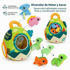 Juguete de peluche de dinosaurio para bebé con sonajero y espejo, a