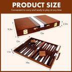 ARUOHHA Juegos clásicos de backgammon para adultos, funda de cuero de lujo, interior de fieltro, juego de backgammon portátil y de viaje, popular juego de mesa, marrón (15 pulgadas)