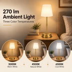 Lámpara Lámpara de mesa LED inalámbrica recargable, lámpara de ducha IP65, dorado