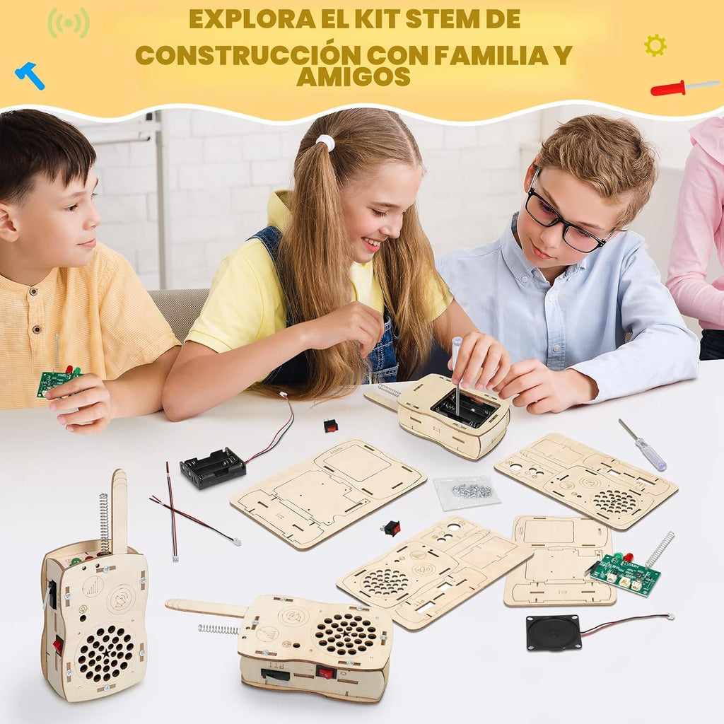 Stem Projects Walkie Talkies Juguetes para niños de 8 a 12 años 12 a 14 años Kit de ciencia Construye tu Propio Kit de Electrónica DIY para niños, experimentos científicos, niño de 9 a 12 años