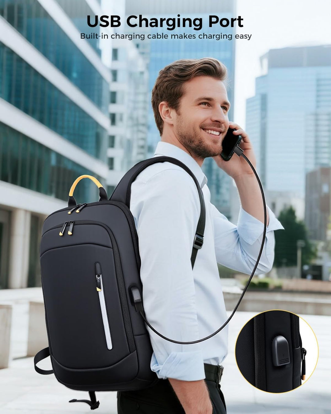 Lekespring Mochila delgada para laptop para hombre, Negro, 17,3 pul...