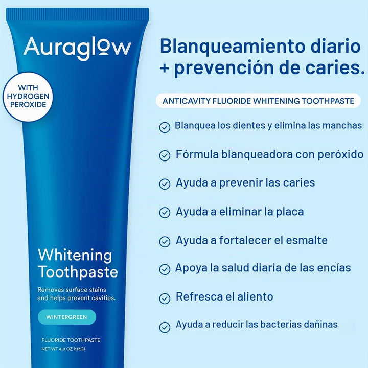 Auraglow Pasta de dientes blanqueadora, pasta de dientes de peróxid...