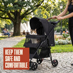 Cochecito para mascotas para perros y gatos pequeños, cochecito plegable para mascotas con malla transpirable, cesta de almacenamiento y soporte para tazas, cochecito ligero para perros de 4 ruedas