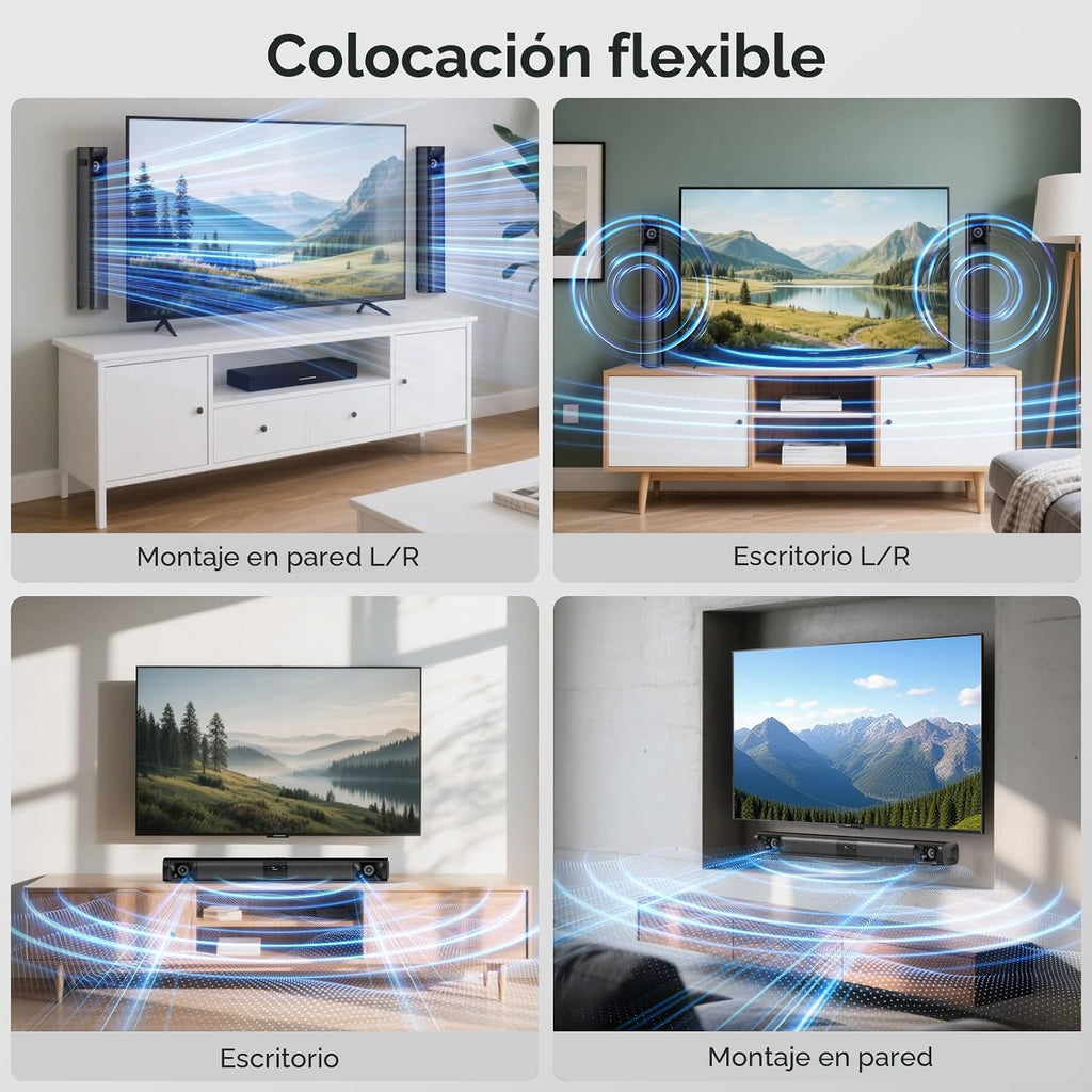 Barra de sonido para Smart TV, 2 en 1 desmontable, sonido