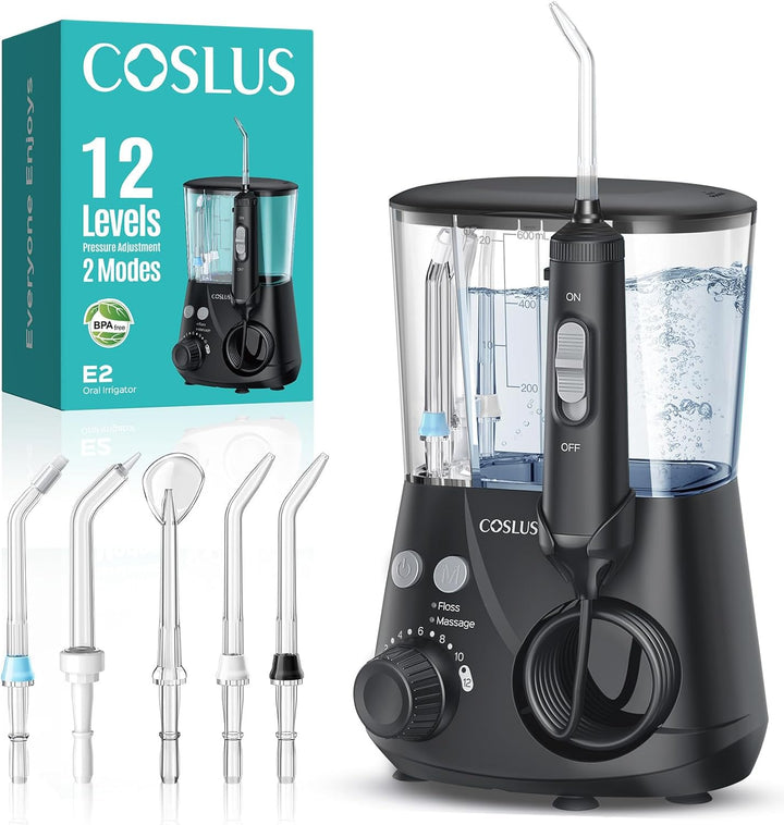 COSLUS Irrigador Dental Avanzado: 2 Modos y 12 Ajustes de Presión E...