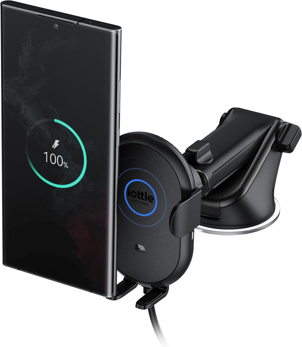 iOttie Auto Sense 2 - Soporte para teléfono de auto para salpicadero y parabrisas con carga inalámbrica Qi, soporte de teléfono y cargador de sujeción automática para iPhone, Google Pixel