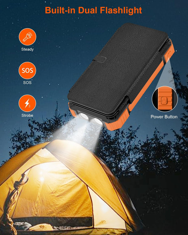 Kepswin Cargador Solar Power Bank 49800mAh con 4 Cables Integrados...