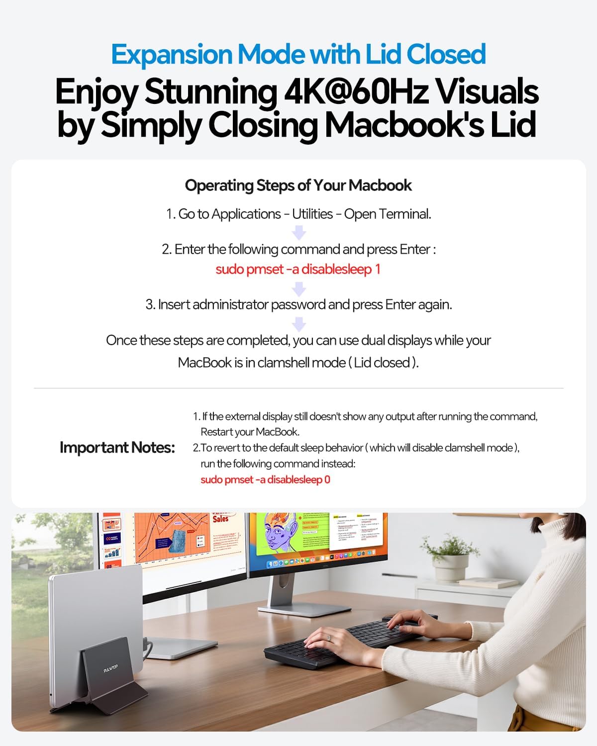 Estación de acoplamiento para MacBook Monitor dual 4K@60Hz para MacBook Pro