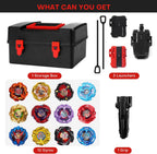 12 X Right-Spin Blade Tops Set con 3 Launchers, 1 Grip, Battle Toy Ages 6+
