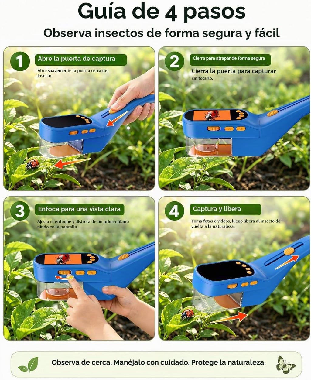 Bug Catcher para niños, kit de ciencia de mano para niños de 4 a 12 años