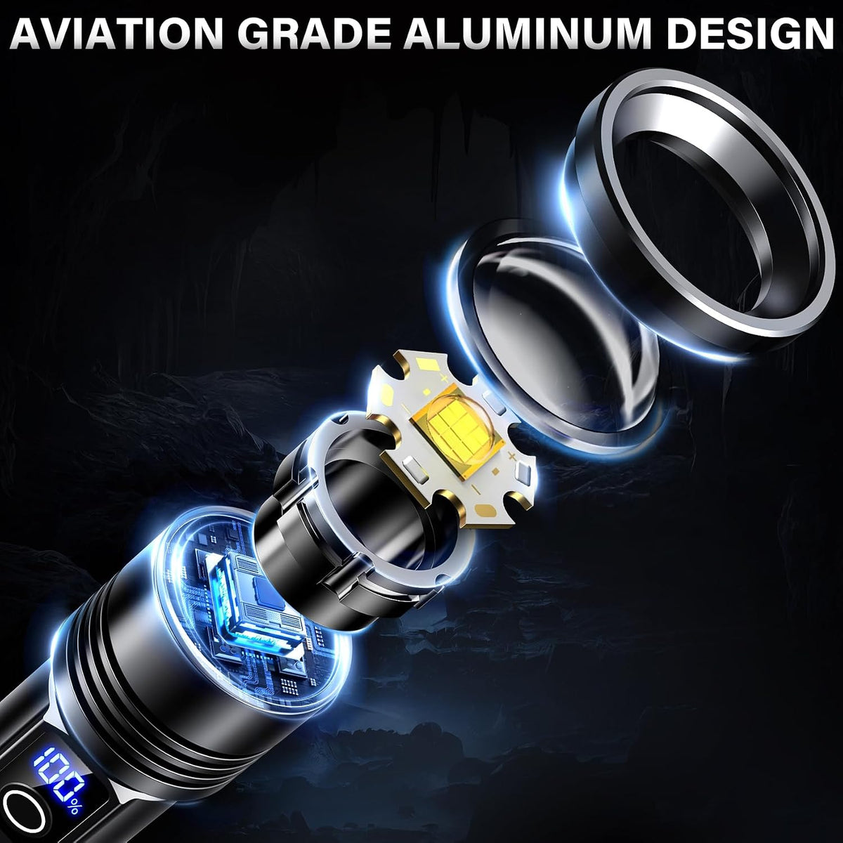 AKNEAR Linterna LED recargable de alto lumen súper brillante portátil