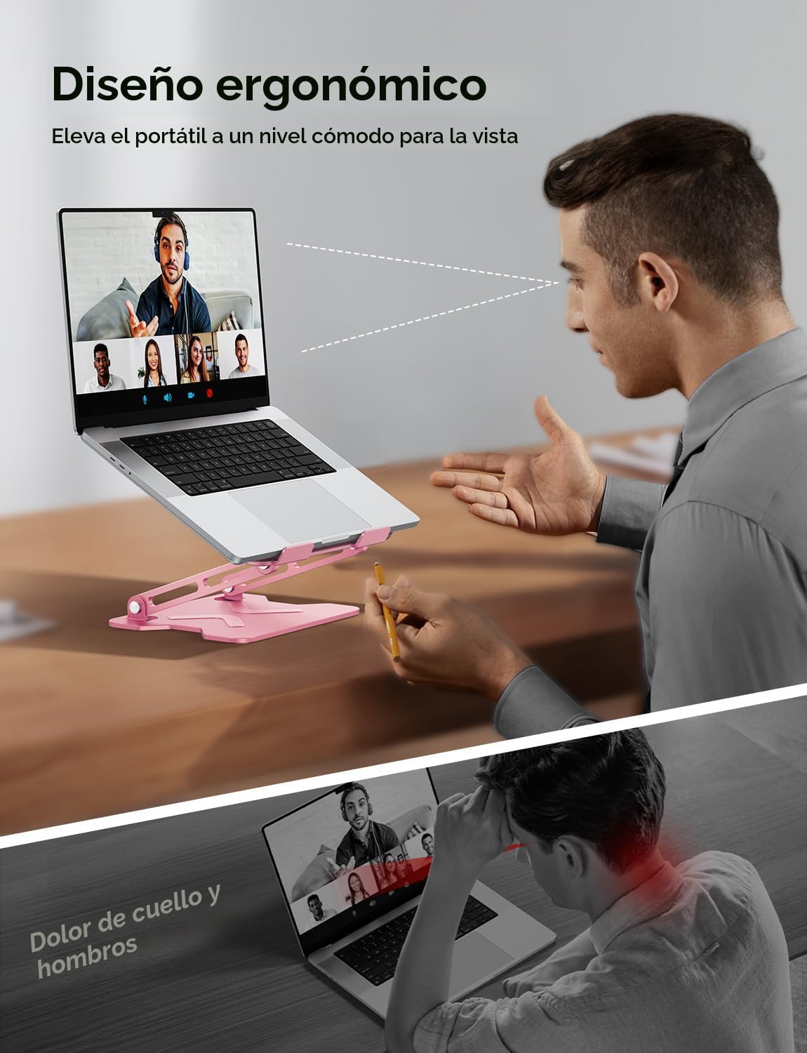 JCZT Soporte ajustable para laptop para escritorio, elevador plegab...