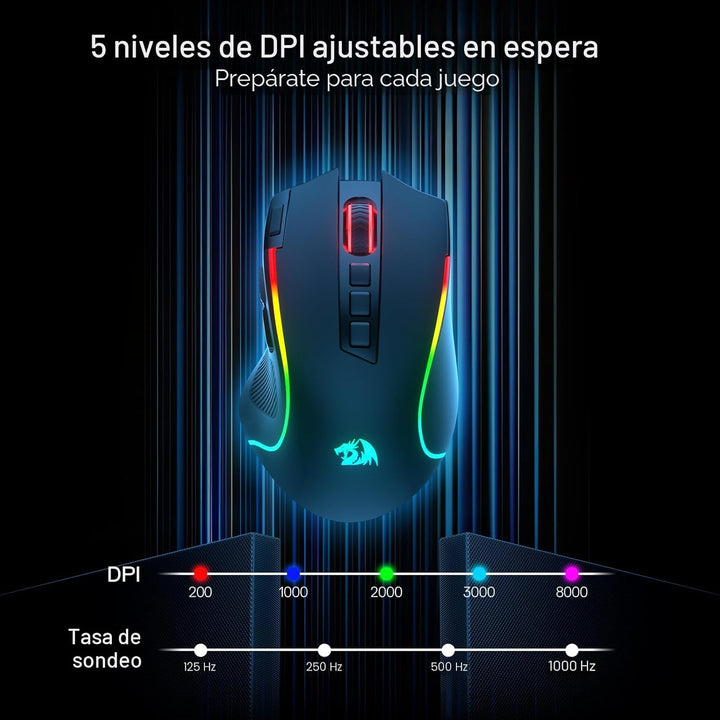 Redragon Ratón para juegos M612 PRO RGB, 8000 DPI con cable\/inalám...