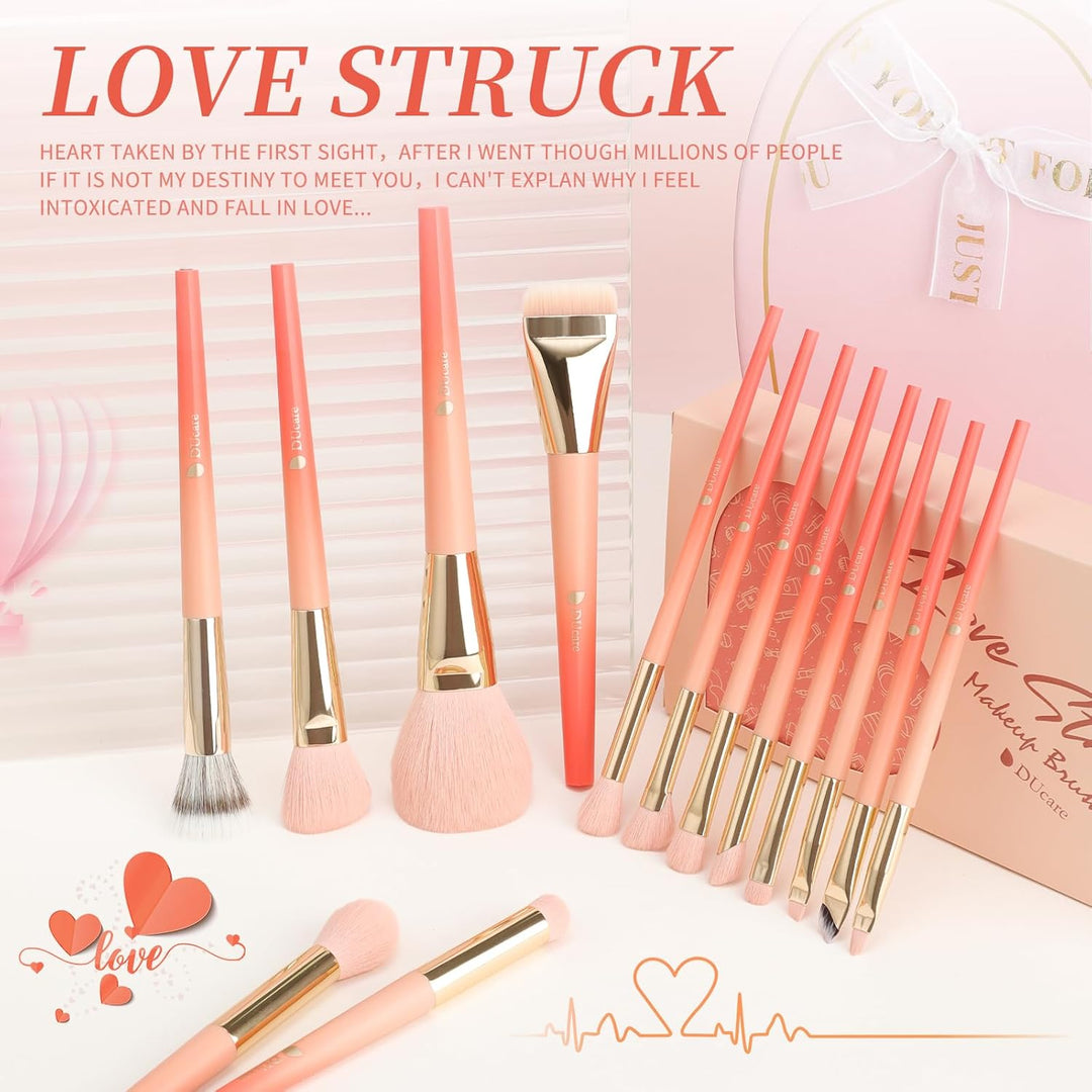 DUcare Juego de 14 brochas de maquillaje sintéticas de primera cali...