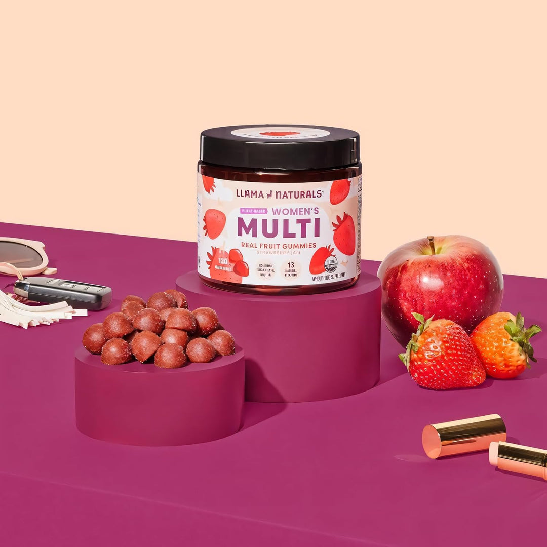 Llama Naturals Multivitamínico para mujeres, gomitas veganas y orgá...