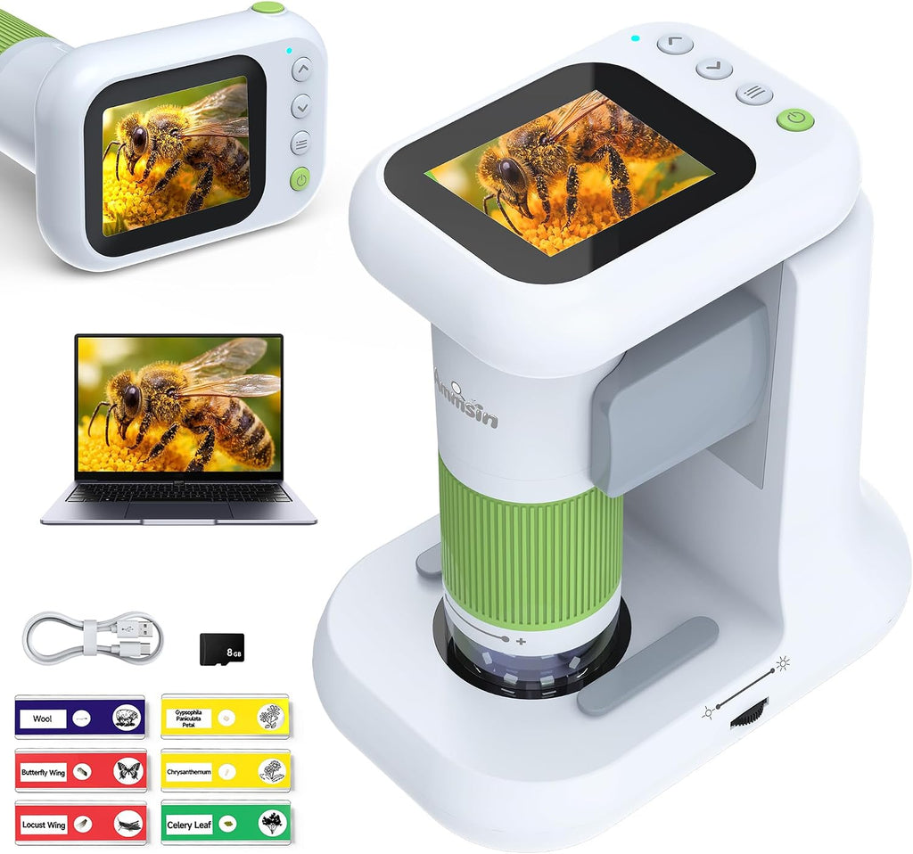 Microscopio para niños, 2.4" HD 1080P y 1000X juguete STEM
