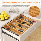 Lifewit - Organizador de cajones de cocina de bambú, bandeja para