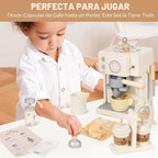 Kids Wooden Coffee Playset con Grinder, Toy Coffee Maker para Kids Toddlers, Pretend Play Kitchen Appliances & Accessories Toy Gift para Boys Girls