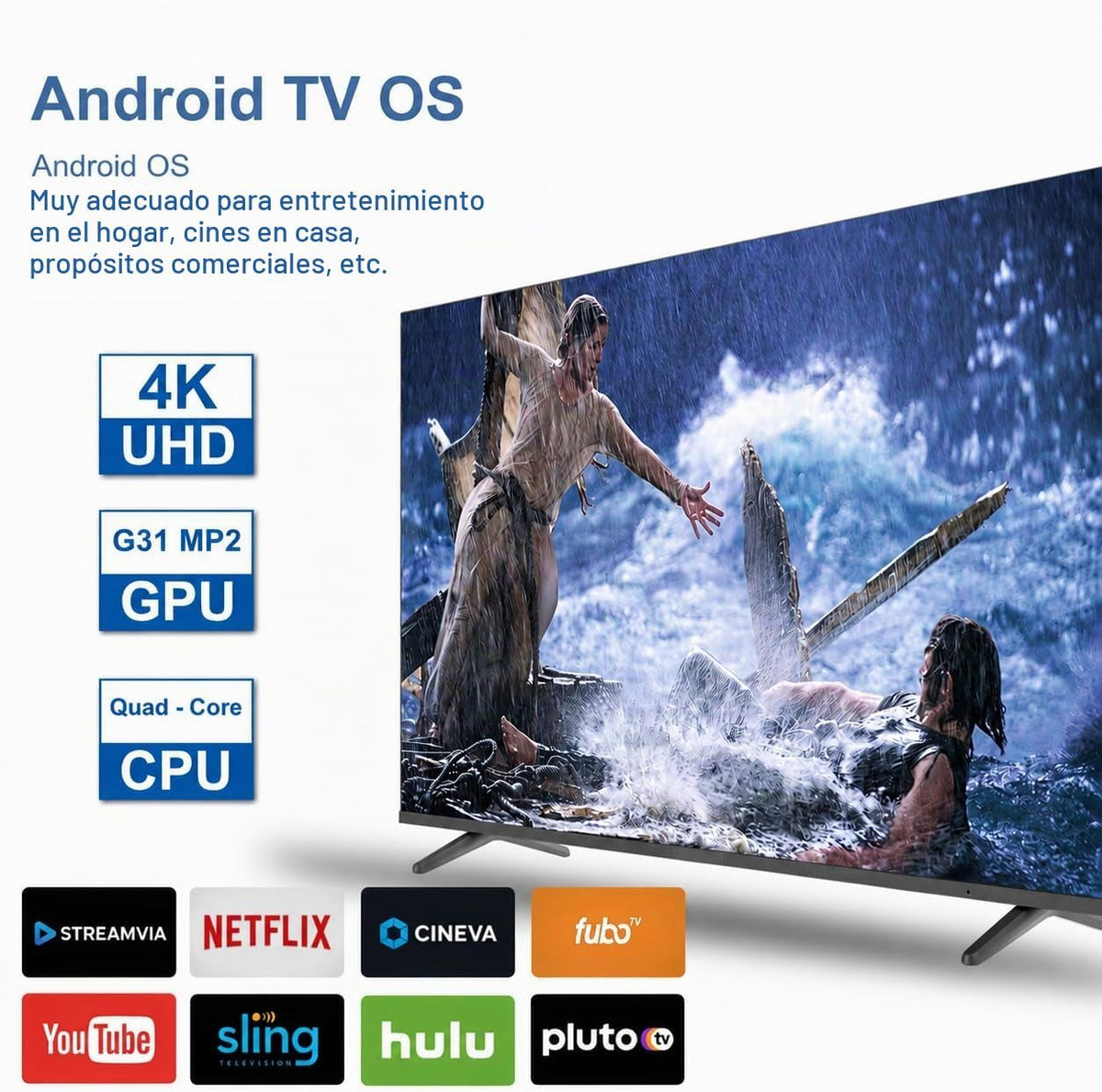 Android TV Box 4GB RAM 32GB ROM, 4K Ultra HD HDR Quad Core Set Top Box, Dual Band 2.4G 5G WiFi Bluetooth 5.0, Plug & Play Smart TV Box para TV antiguo no inteligente