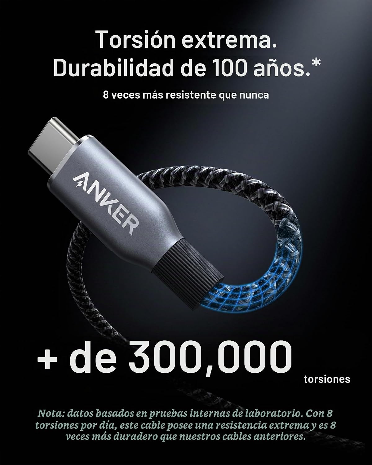 Anker Prime USB C a USB C Cable, 240W Fast carga Durable Cable (6 ft)