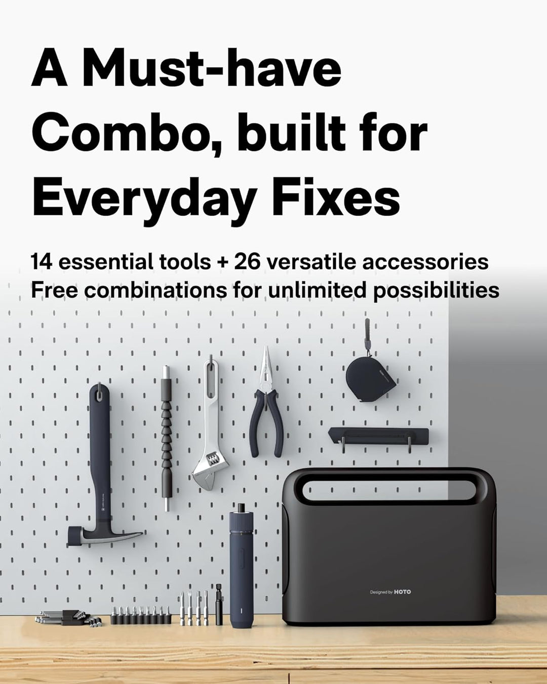 HOTO 40-Piece Tool Kit, Household Essentials Tool Set wSmart