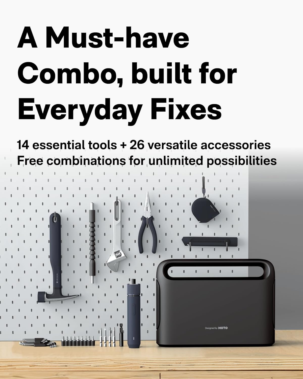 HOTO 40-Piece Tool Kit, Household Essentials Tool Set wSmart