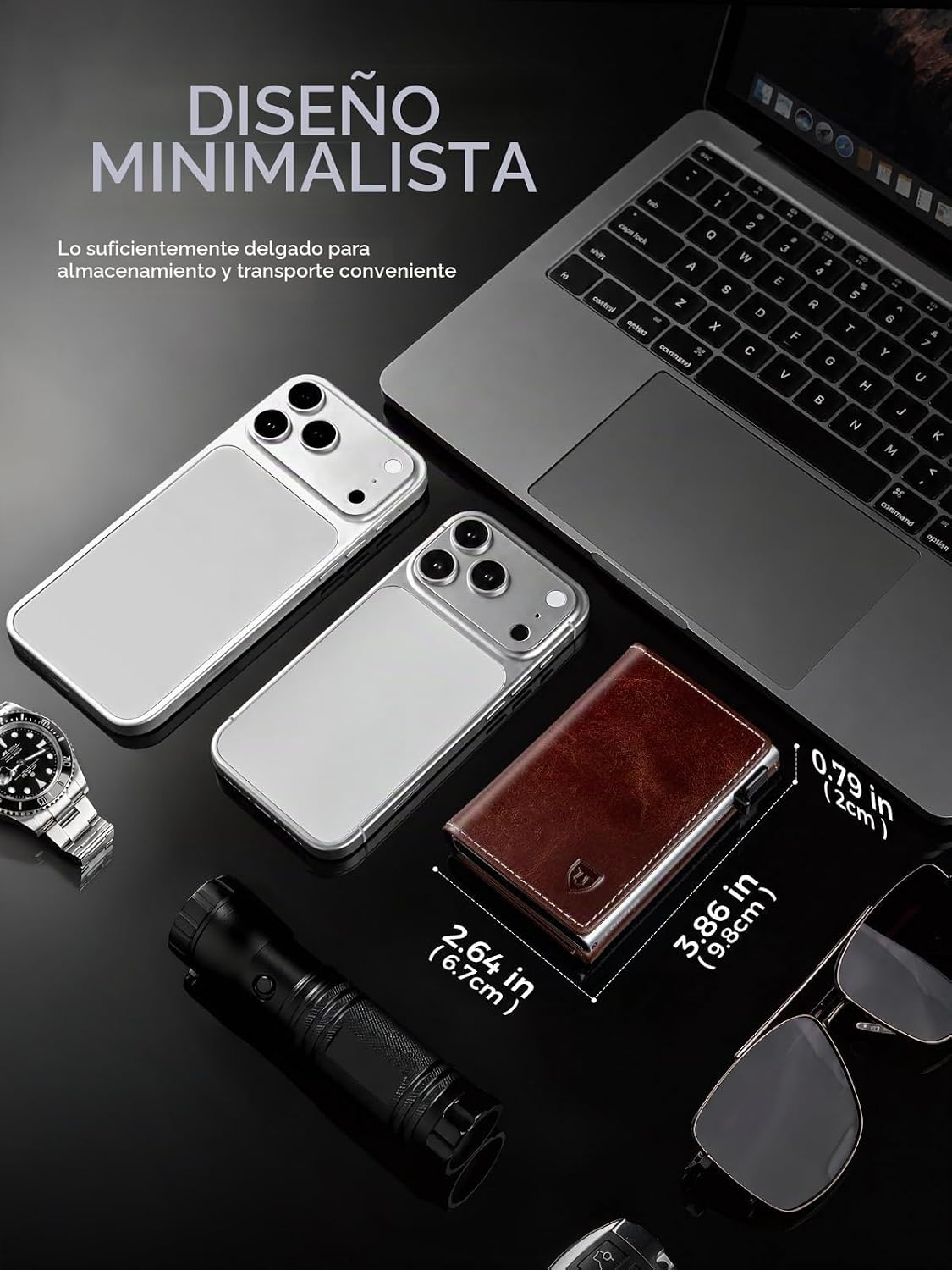 Cartera minimalista para hombres con tarjetero de crédito, cuero de grano completo más fino, billetera inteligente emergente, billetera delgada de tres pliegues, bloqueo RFID, bolsillo frontal