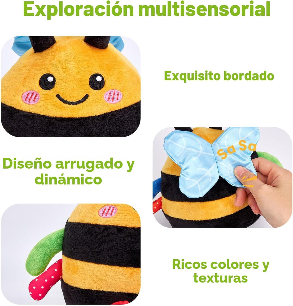hahaland Juguete musical que rebota la abeja de la felpa que rebota durante