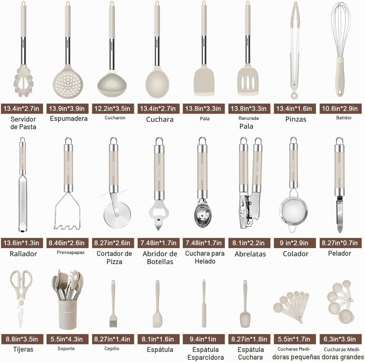 Juego de utensilios de cocina - Utensilios de cocina de silicona - 33 piezas de utensilios de cocina de silicona antiadherentes juego de espátulas de cocina con soporte - El mejor juego de utensilios