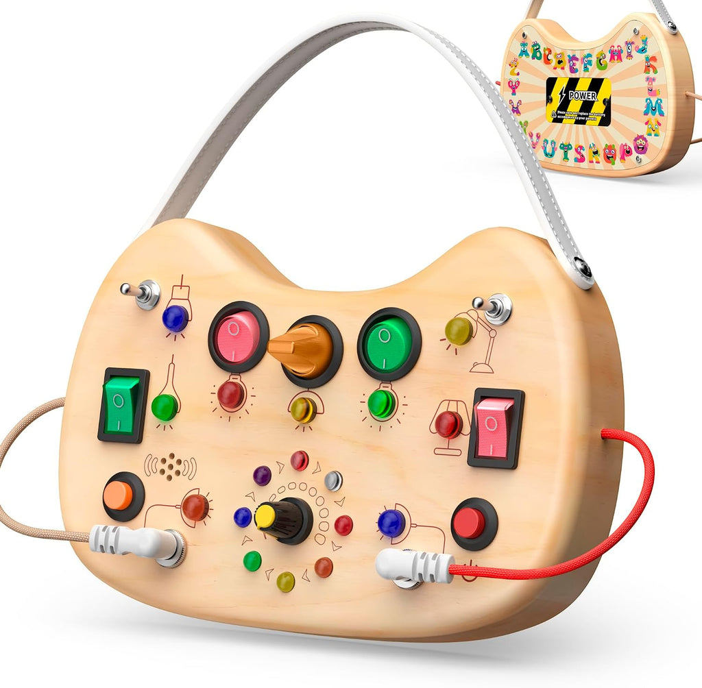 Montessori Tablero de madera para niños pequeños con luces LED e