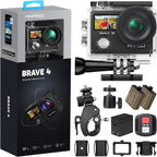 Cámara de acción Akaso Brave 4 4K 20MP con WiFi, sensor Sony Ultra HD con EIS, sumergible hasta 100 pies, resistente al agua, con 2 baterías y kit de accesorios para casco
