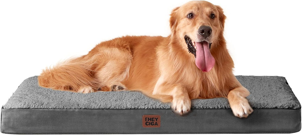 EHEYCIGA Cama extra grande para perro, lavable con funda extraíble, camas ortopédicas para perros, colchón para perro, gris, 44.1 x 31.9 x 3.0 in