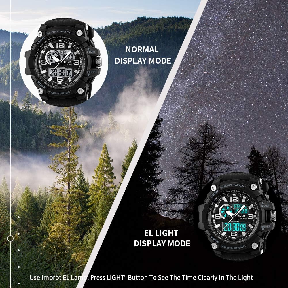 SKMEI Reloj Deportivo Digital para Hombre, Relojes Militares a prueba de agua LED Pantalla grande Reloj con cronómetro, alarma y pulsera