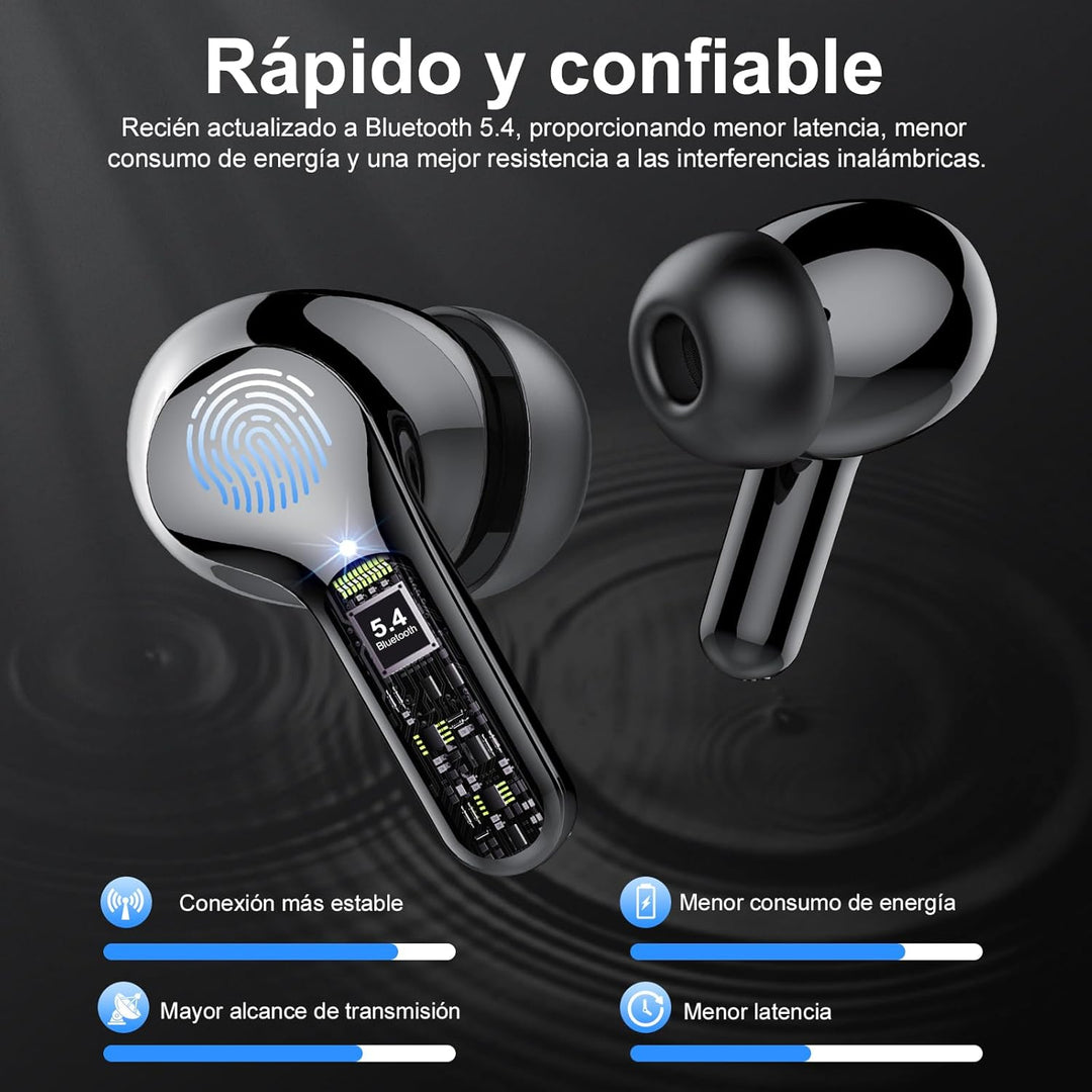 Auriculares inalámbricos, Bluetooth 5.4, estéreo de alta fidelidad,...