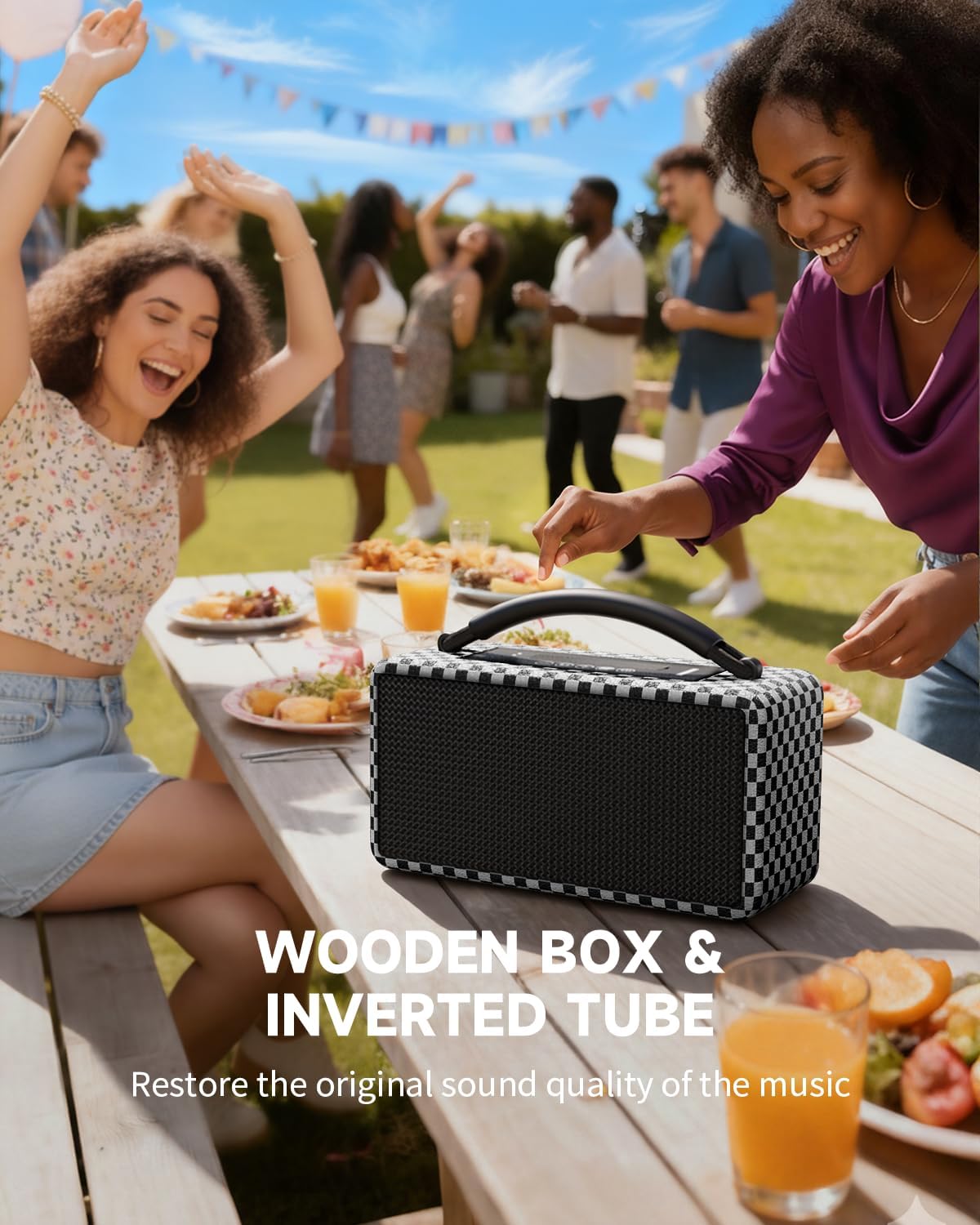 DINDIN Altavoz Bluetooth Portátil: 80W (Pico), 20H Tiempo de Reprod...