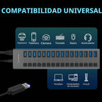 SABRENT, MKI-1200800C8, hub USB 3.0 de 16 puertos, alimentado, adaptador 12V/7.5A