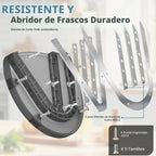 Abrebotellas de gabinete montado para manos débiles, personas mayores con artritis, agarradera en zócalo en forma de U doble para cualquier tamaño de tapa, abrebotellas de acero inoxidable 304, abrebotellas con una mano para asistencia en el hogar, negro